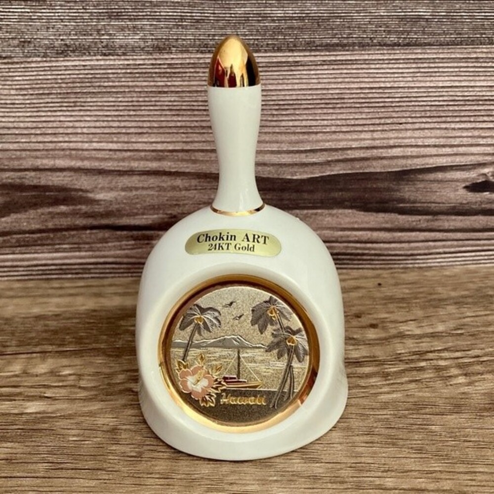 Vintage Chokin Art Bell Hawaii 24K Gold Made in Japan